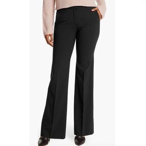 Theory Demitria 2 Classic Black Stretch Wool Long Flare Leg Trouser Suit Pants 8